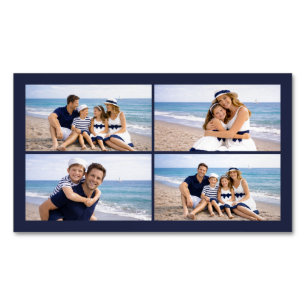 Marineblaue personalisierte Familienfoto Magnetische Visitenkarte