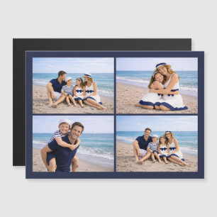 Marineblaue personalisierte Familienfoto Magnetkarte