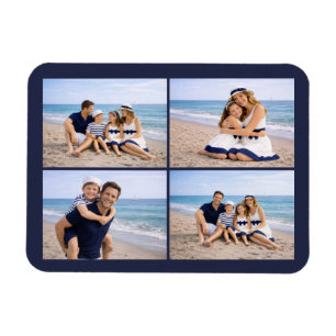 Marineblaue personalisierte Familienfotos Magnet