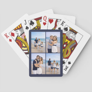 Marineblaue personalisierte Familienfotos Spielkarten
