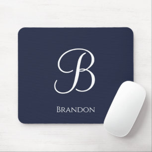 Marineblaue personalisierte Namen und Monogramm Mousepad