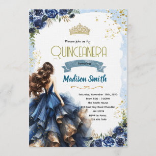 Marineblaue Quinceanera-Einladung Einladung