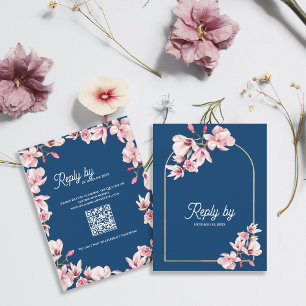 Marineblaue rosa Magnolie Blumen Hochzeit Antwort