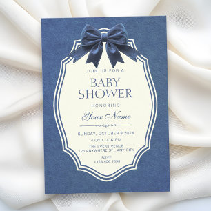 Marineblaue Samt-Vintage-elegante Babyparty Einladung