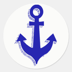 Marineblaue Schiffanchernautik Hochzeitsfeier Runder Aufkleber