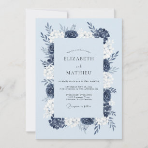Marineblaue Schneehochzeit Einladung