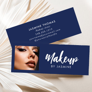 Marineblaue Schrift Foto-Make-up Mini Visitenkarte