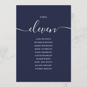 Marineblaue Schrift Tischnummer 11 Sitzordnung