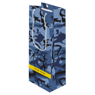 Marineblaue Tarnung Ihren Namen personalisieren Geschenktüte Für Weinflaschen