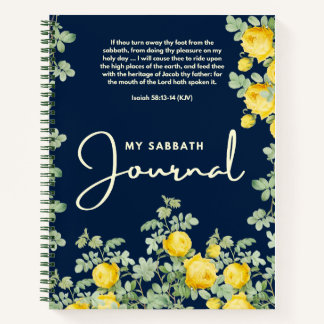 Marineblaue und gelbe Aquarell-Blumen-Sabbatt-Jour Notizbuch