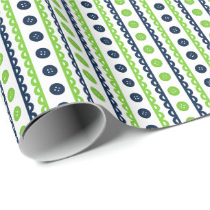 Marineblaue und Limettengrüne preppy gestreifte Ha Geschenkpapier
