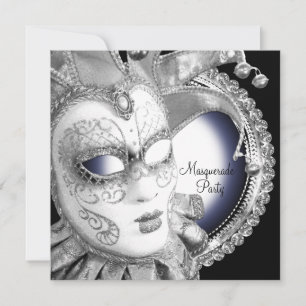 Marineblaue und schwarze Maskenparty-Einladungen Einladung