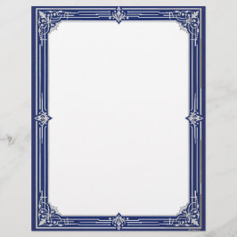 Marineblaue und silberne Art Deco Korrespondenzpap Briefbogen
