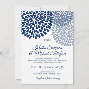 Marineblaue und staubblaue Hochzeitseinladungen Einladung