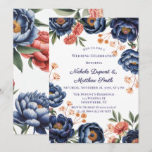 Marineblaue und verbrannt orangefarbene Blumenhoch