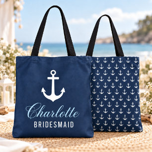 Marineblaue und weiße Anker-Brautjungfer Nautilus Tasche