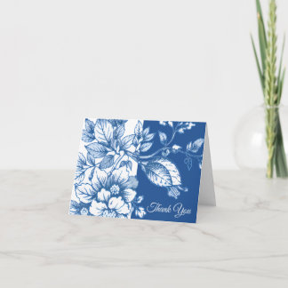 Marineblaue und weiße Blumen-Dankeskarten Dankeskarte