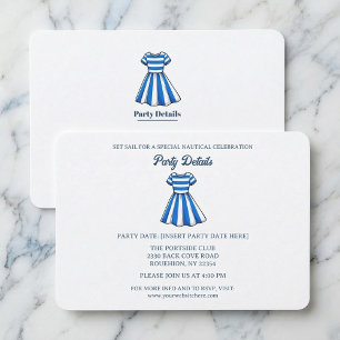 Marineblaue und weiße Matrosenkleid-Party-QR-Code RSVP Karte