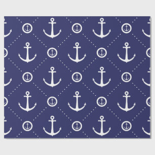 Marineblaue und weiße nautische Geschenkpapier