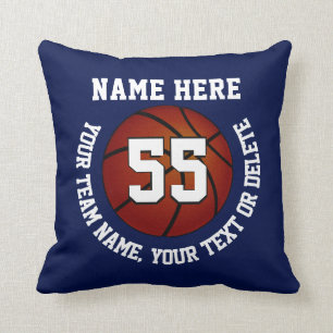 Marineblaue und weiße personalisierte Basketball-K Kissen