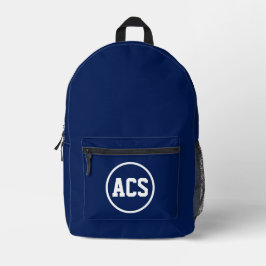 Marineblaue und weiße Schulfarben und -buchstaben Bedruckter Rucksack