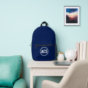 Marineblaue und weiße Schulfarben und -buchstaben Bedruckter Rucksack