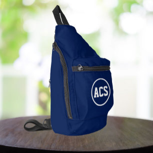 Marineblaue und weiße Schulfarben und -buchstaben Crossbody Bag