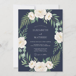 Marineblaue Verfeinerte Mitternachts-Hochzeit Einladung