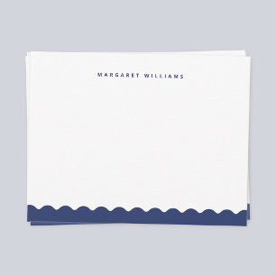 Marineblaue Wellenrand-Einfach-Minimalist Mitteilungskarte