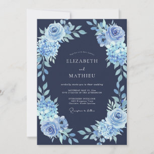 Marineblaue winterliche Hochzeit Einladung
