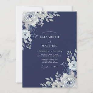 Marineblaue winterliche Hochzeit Einladung