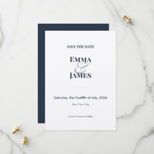 Marineblaue Zweifarbig-Und-Zeichen-Hochzeit - Term Save The Date