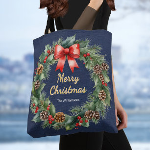 Marineblauer festlicher Weihnachtskranz Elegant na Tasche