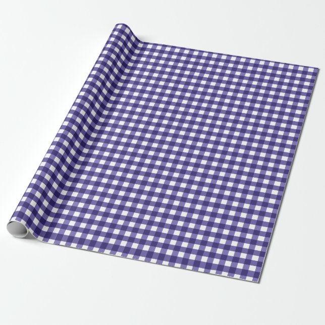 Marineblauer Gingham Geschenkpapier (Ungerollt)