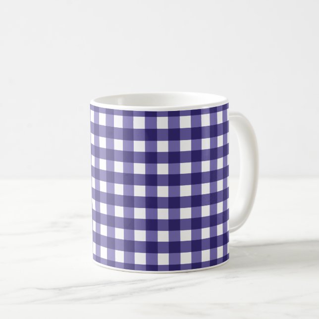 Marineblauer Gingham Kaffeetasse (VorderseiteRechts)