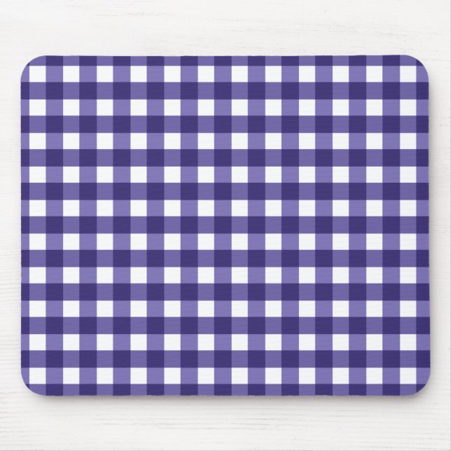 Marineblauer Gingham Mousepad (Vorne)