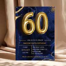 Marineblauer Gold Glitter 60. Geburtstag