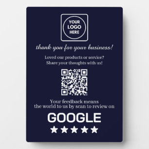 Marineblauer QR-Code Google-Business-Bewertungsa Fotoplatte