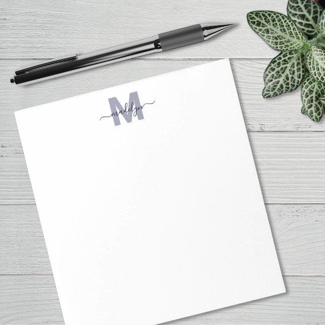 Marineblaues einfaches Monogramm Notizblock (Navy Blue Simple Monogram Notepad )