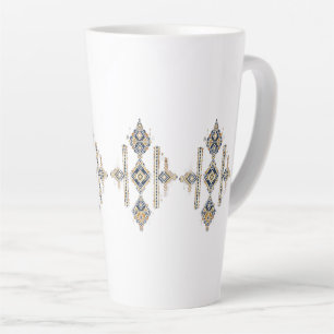 Marineblaues & goldenes abstraktes Symmetrie-Desig Milchtasse