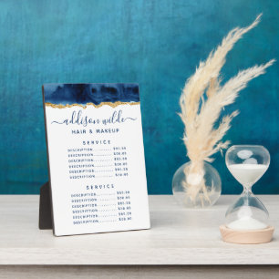 Marineblaues und goldenes Wasserfarben-Preismenu-S Fotoplatte
