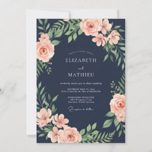 Marineblüten-Romantische-Floral-Hochzeit Einladung