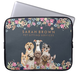 Marinebraun Süßer Hund Haustier Blume Laptopschutzhülle