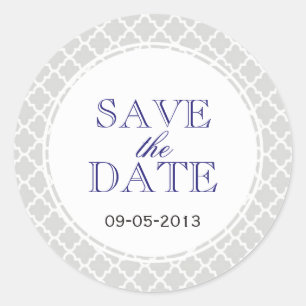 Marinebrause marokkanische Fliesen SAVE THE DATE H Runder Aufkleber