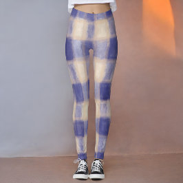 Marinecreme tartan Buffalo karierte Aquarell rusti Leggings