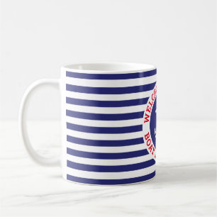 Marinedesign Anker Navyblau mit weißem Streifen Kaffeetasse