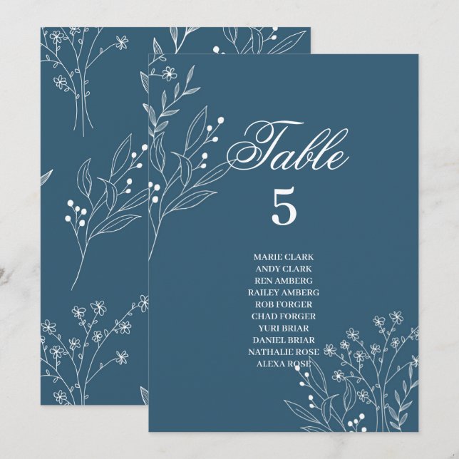 Marineecke Floral Boho Hochzeitssitzkarten Einladung (Vorne/Hinten)