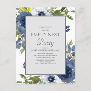Marinegelb Weiße Blumenblätter Leere Nest Party Einladung