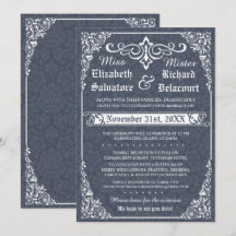 Marinegotik Viktorianisch Damask Hochzeitseinladun