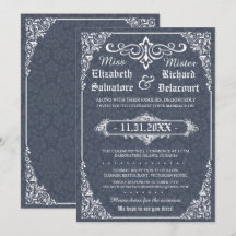 Marinegotik Viktorianisch Damask Hochzeitseinladun